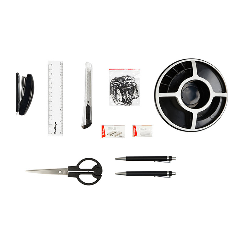 Набор канцелярский  9пр. "Berlingo" черный-белый /6/