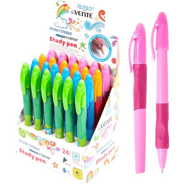 Ручка со стираемыми чернилами "Study Pen" гелевая синяя для правшей /24/