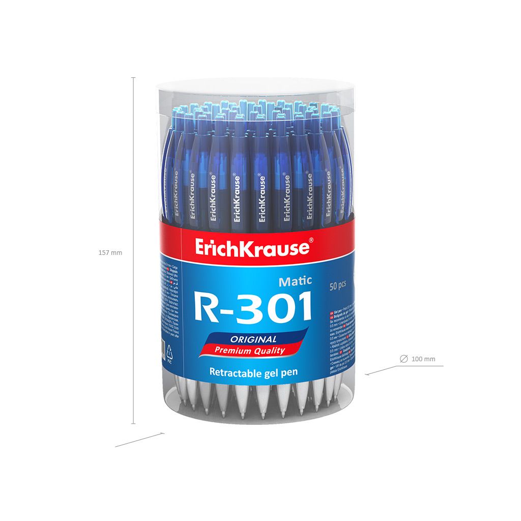 Ручка гелевая автоматическая синяя "R-301 Original Gel Matic" /50/