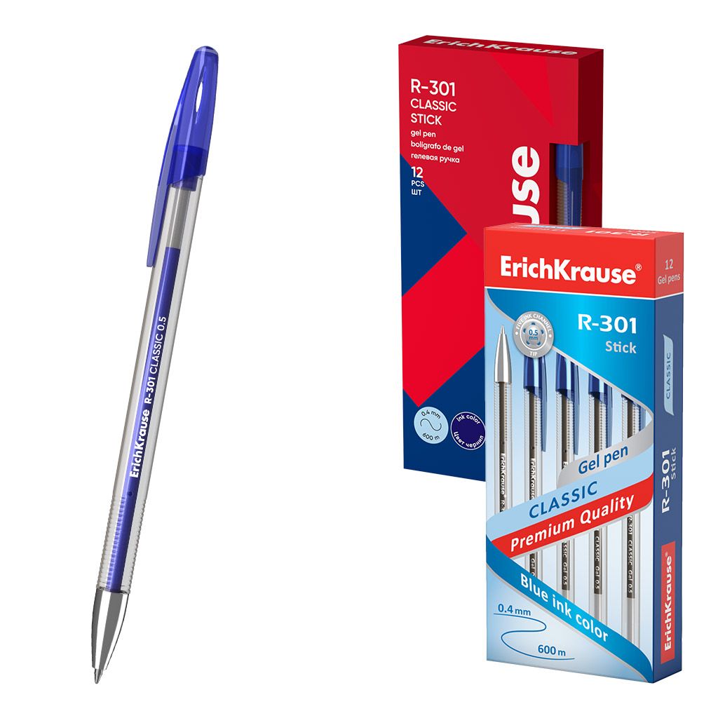 Ручка гелевая синяя Erich Krause "R-301 Classic Gel Stick 0.5" /12/