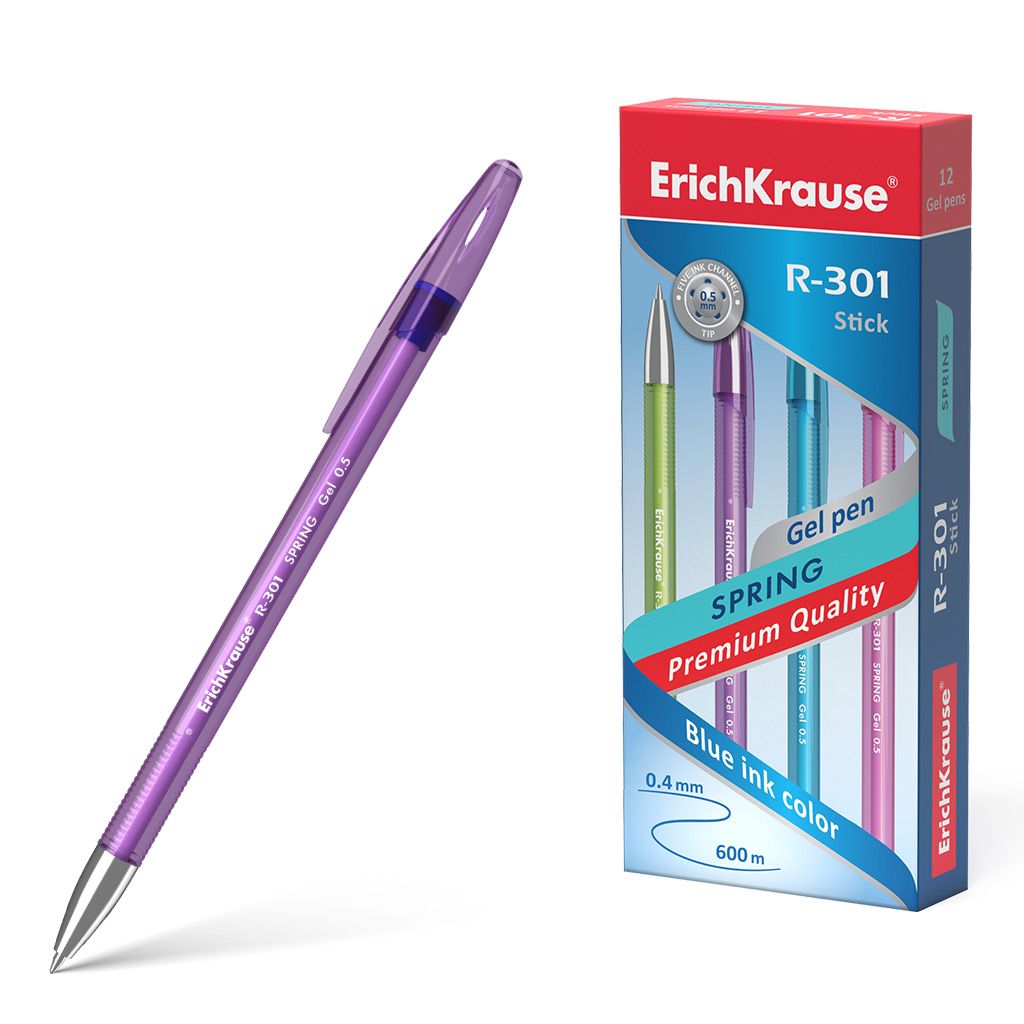 Ручка гелевая синяя Erich Krause "R-301 Spring Gel Stick 0.5" /12/