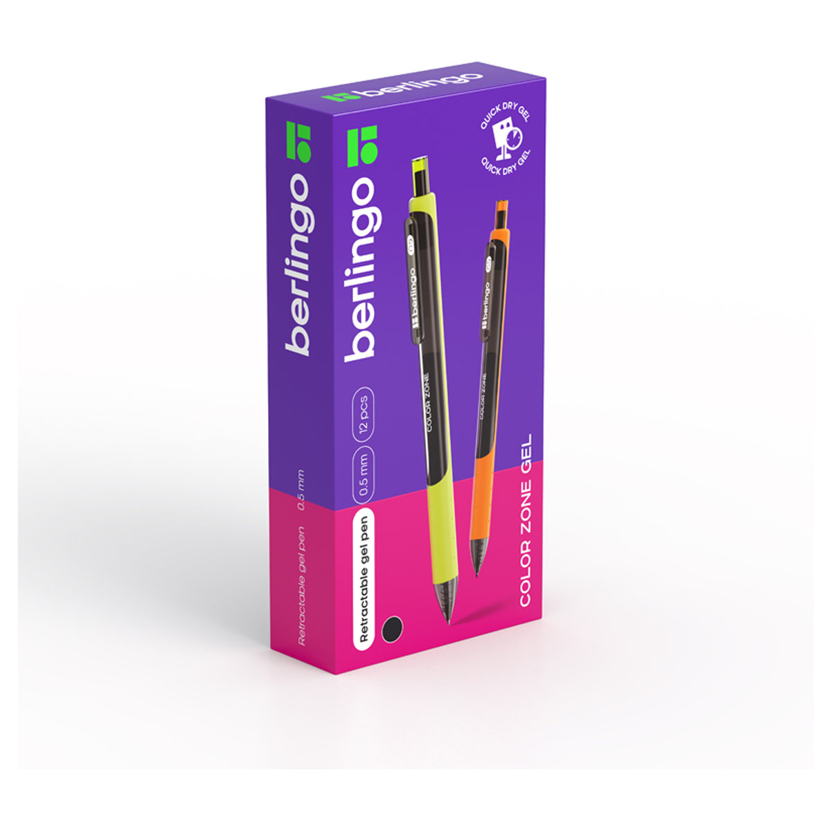 Ручка гелевая авт. черная Berlingo "Color Zone gel", 0,5мм, с грипом /12/