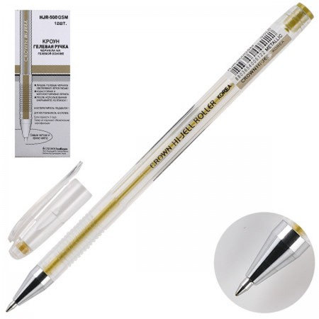 Ручка гелевая золотая "Crown" 0,7мм металлик /12/