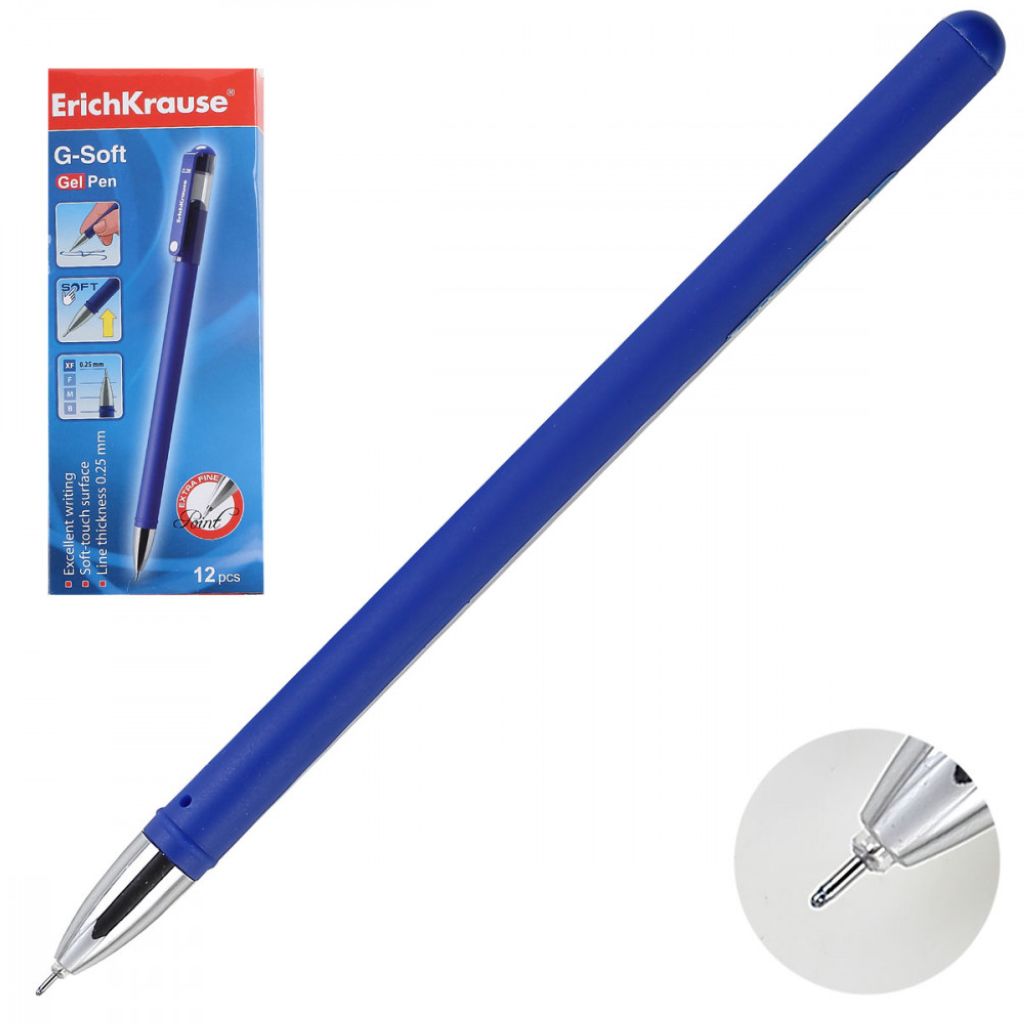 Ручка гелевая синяя Erich Krause "G-Soft" 0,5мм /4/48/
