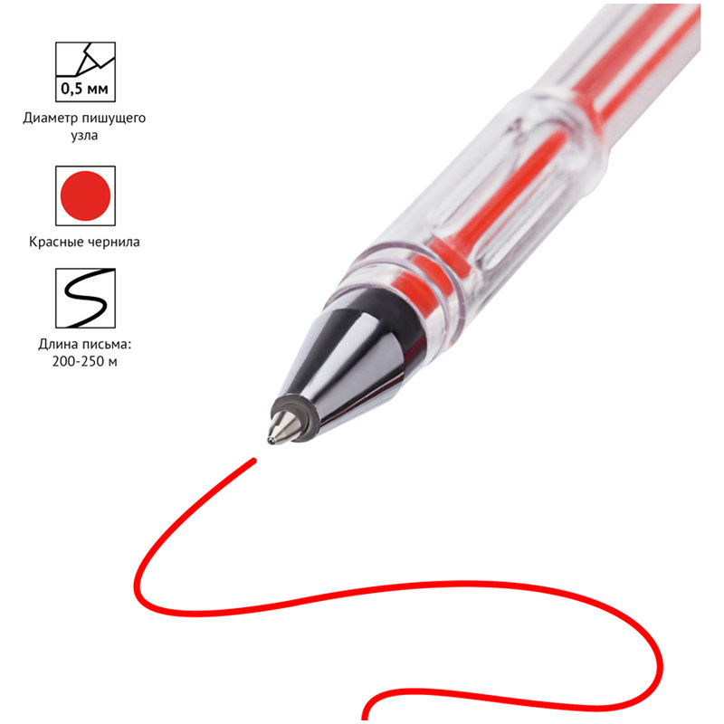 Ручка гелевая красная "OfficeSpace" 0.5мм. /12/