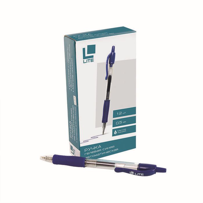 Ручка гелевая автоматическая синяя "LITE" 0.5мм /12/