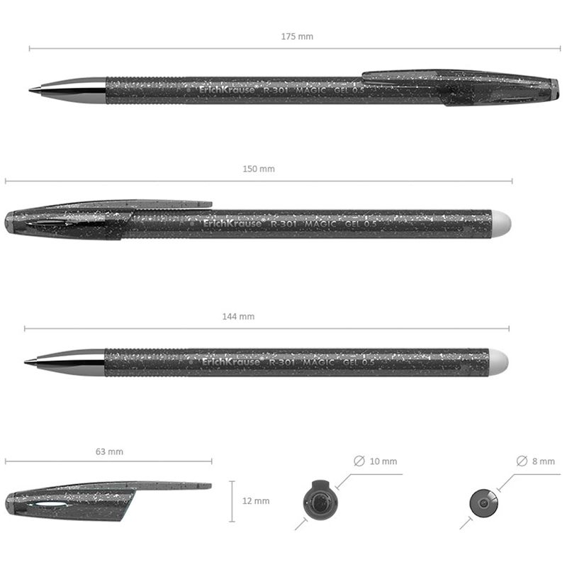 Ручка со стираемыми чернилами "Erich Krause R-301 Magic Gel" черная /12/