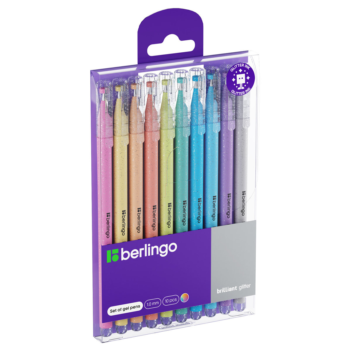 Ручки гелевые набор 10цв. "Brilliant Glitter" 1мм /12/