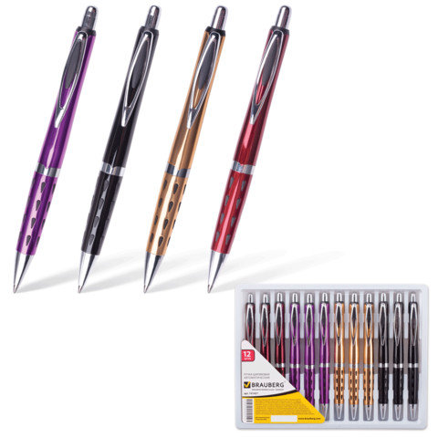 Ручка металлическая BRAUBERG "Bond" 1,0мм. корпус в ассортименте /12/