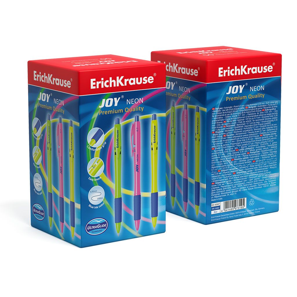 Ручка шариковая автоматическая синяя Erich Krause "ULTRA GLIDE JO" 0,6мм /50/