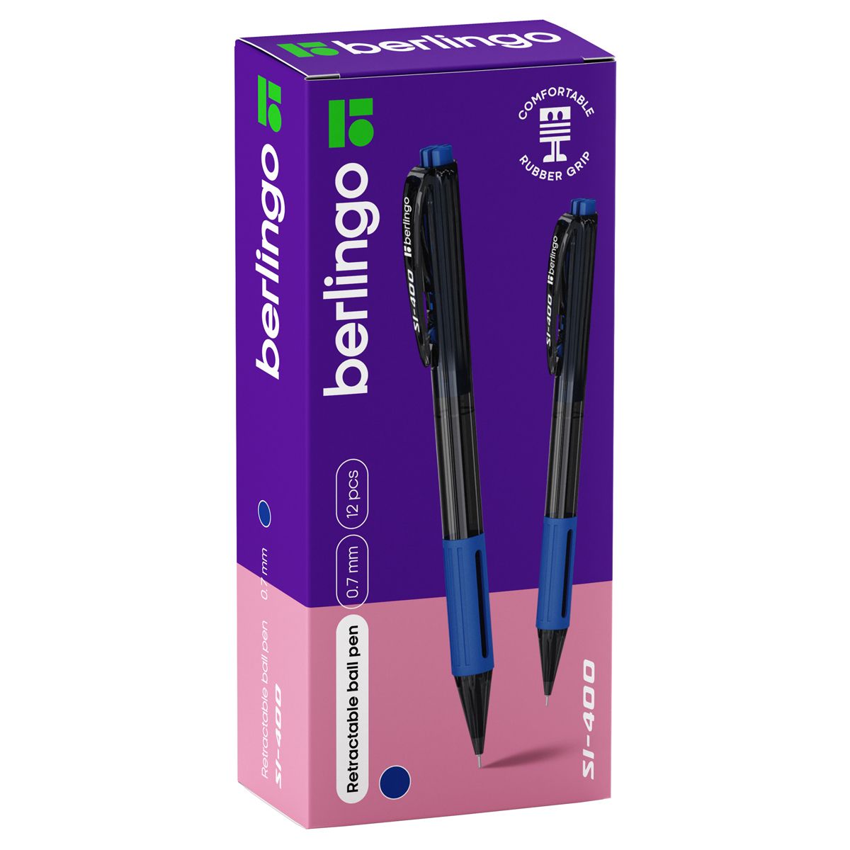Ручка шариковая автоматическая синяя Berlingo "SI-400" 0,7мм. /12/