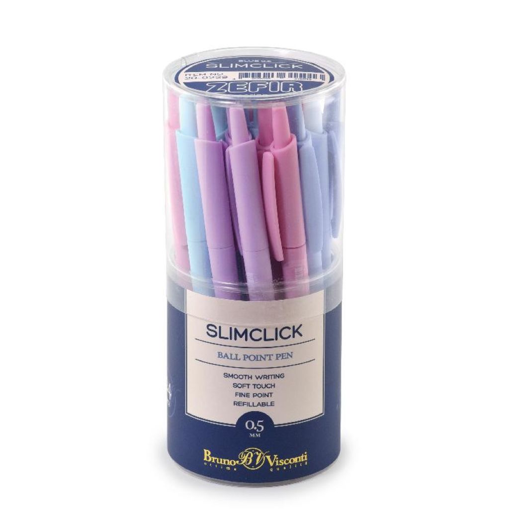 Ручка шариковая автоматическая синяя Bruno Visconti "SlimClick Zefir" синяя 0,5мм. /24/