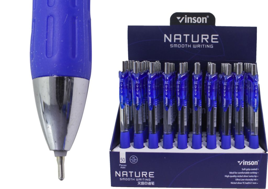 Ручка шариковая автоматическая синяя "Vinson Nature" 0.7мм /36/