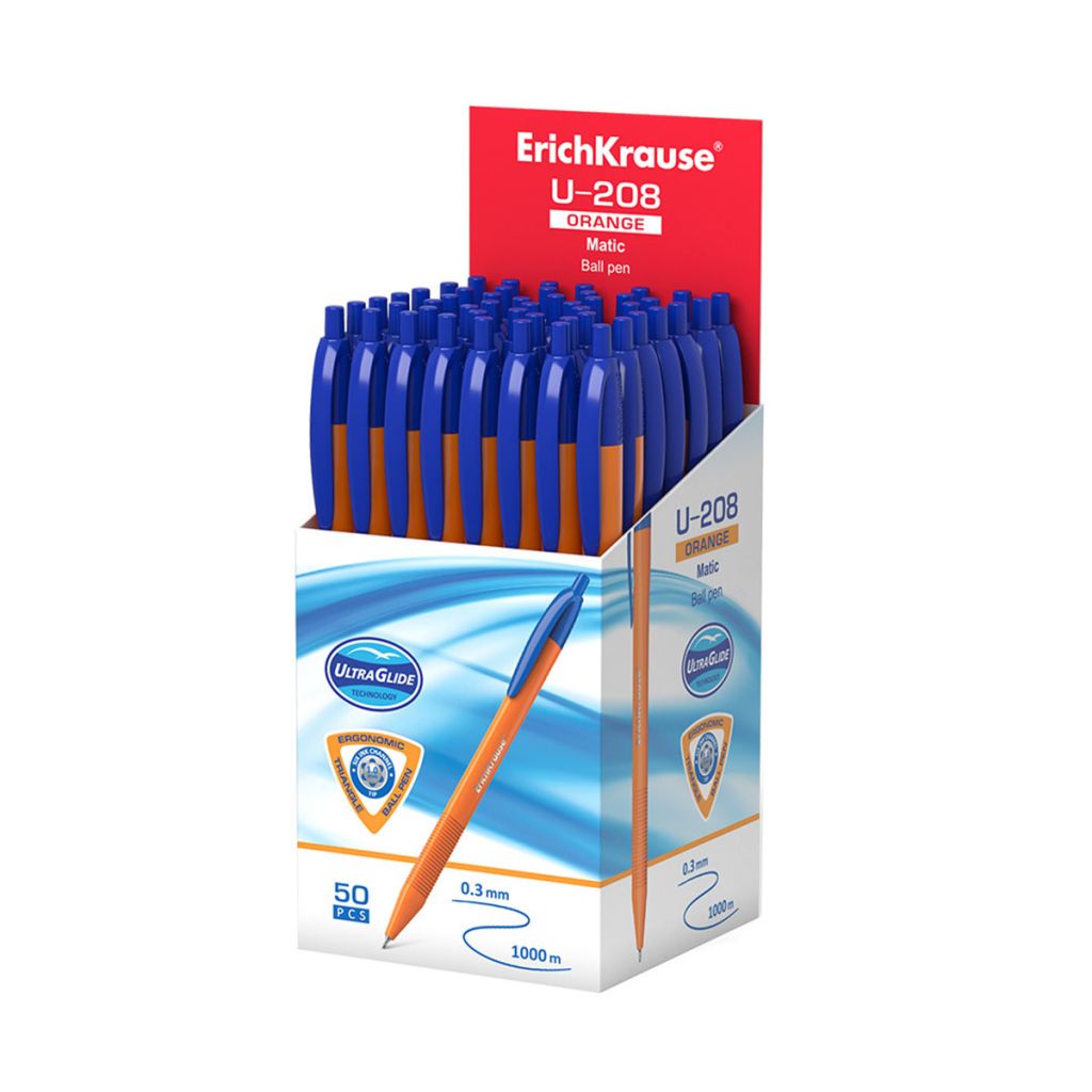 Ручка шариковая автоматическая синяя "U-208 Orange Matic 1.0, Ultra Glide Technology" 1мм. /50/