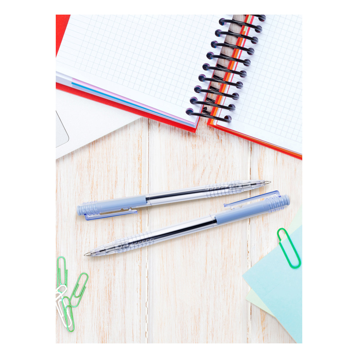 Ручка шариковая автоматическая синяя Стамм 0,7мм, тонированный корпус/50/