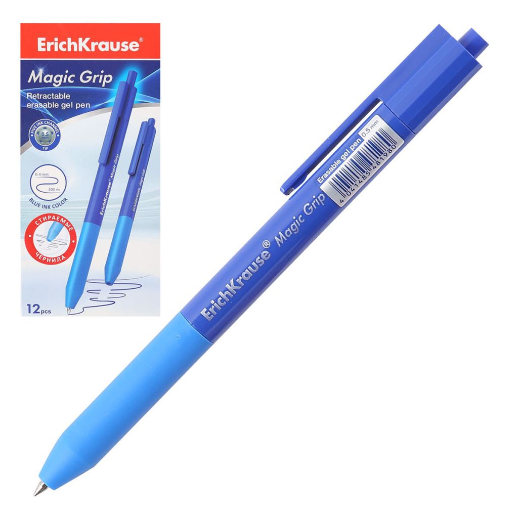 Ручка со стираемыми чернилами "Erich Krause Magic Grip" синяя /12/