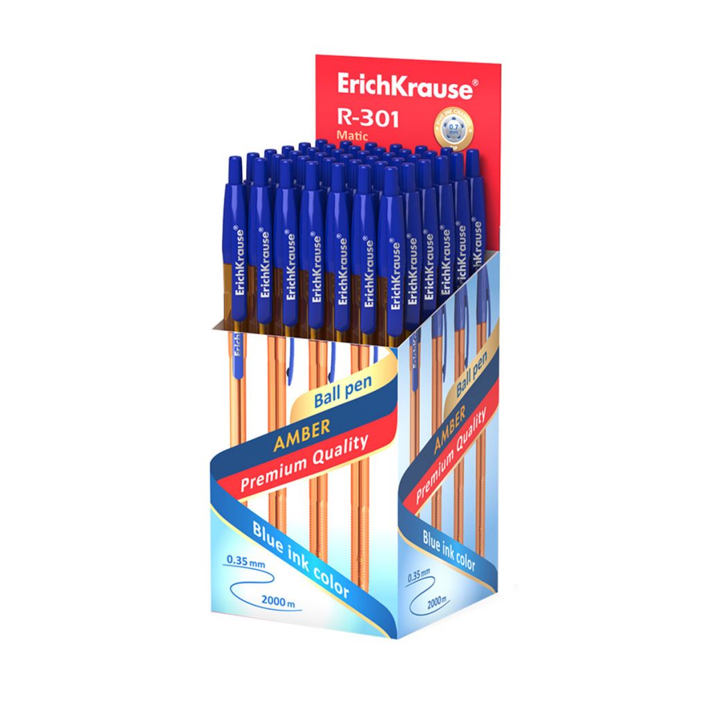 Ручка шариковая автоматическая синяя Erich Krause "R-301 Amber Matic" 0,7мм. /50/