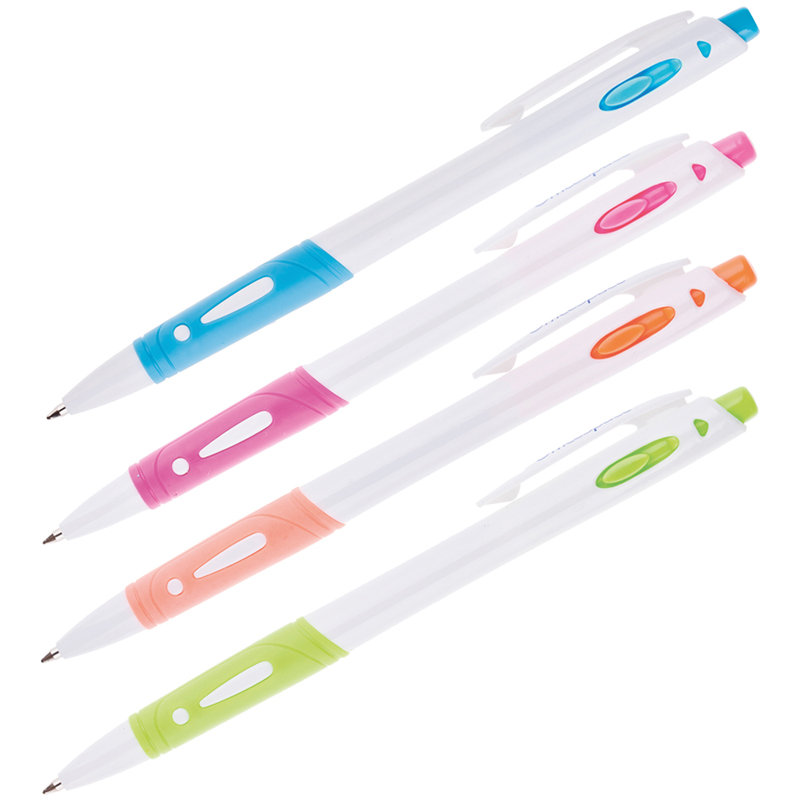 Ручка шариковая автоматическая синяя OfficeSpace белый корпус 0,7мм. /24/