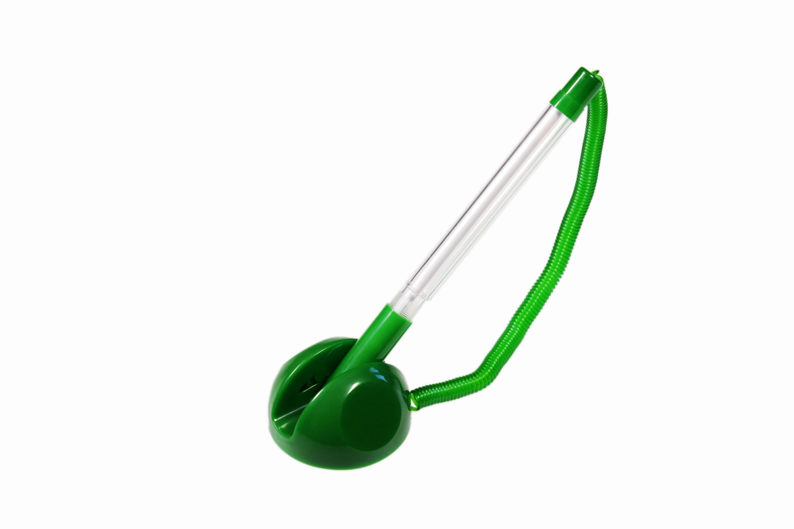 Ручка шариковая синяя на липучке "Луна" зеленый корпус /50/