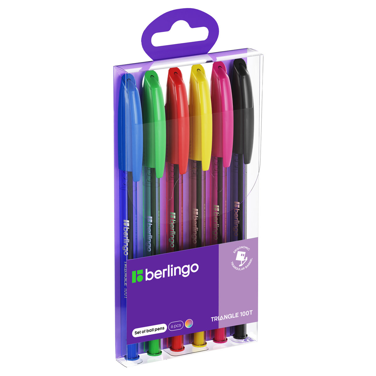 Ручки шариковые набор  6цв. "Triangle 100T" /20/