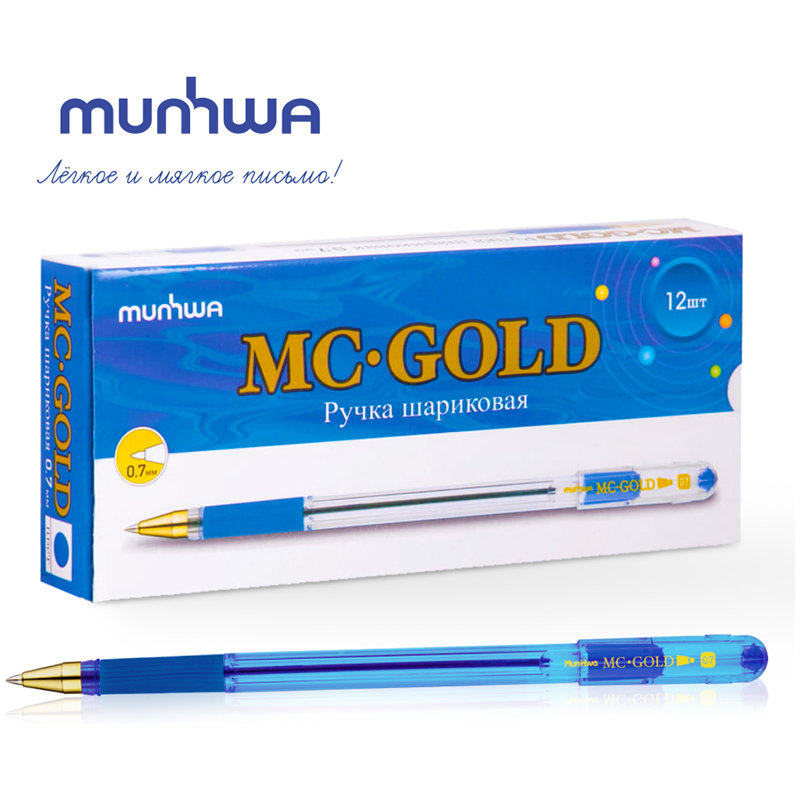 Ручка шариковая синяя MunHwa "Mc/Gold" /12/