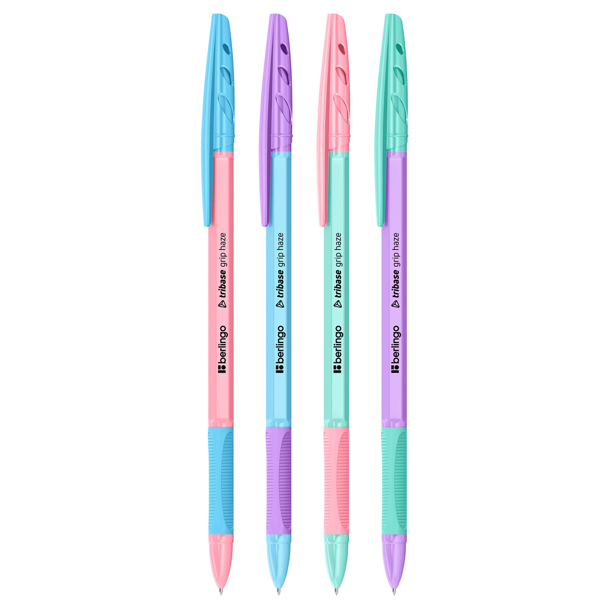Ручка шариковая синяя Berlingo "Tribase grip haze", 0,7мм, с грипом, корпус ассорти /50/