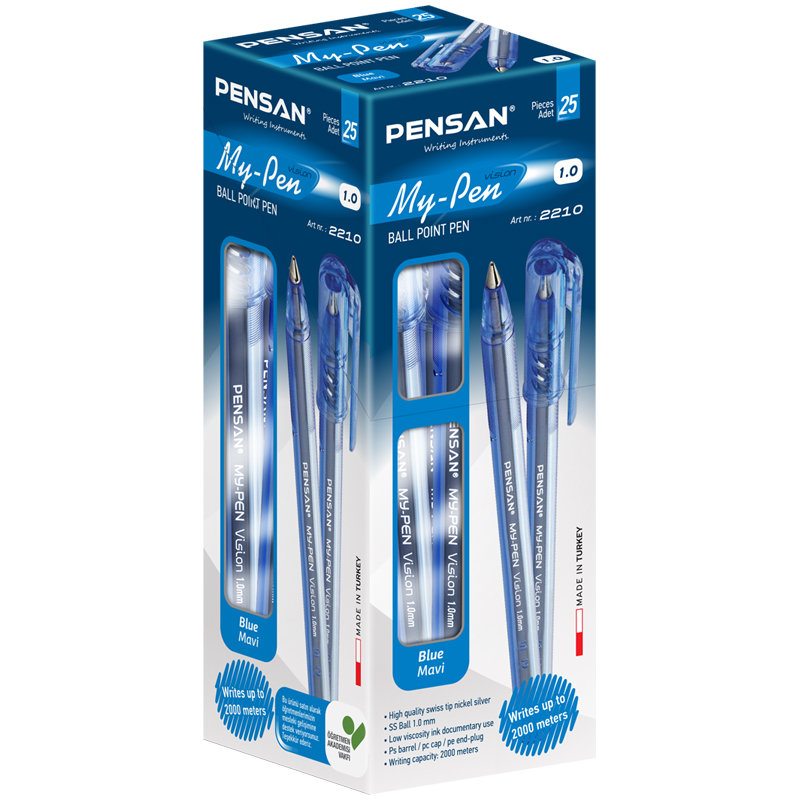 Ручка шариковая синяя Pensan "My pen" /25/