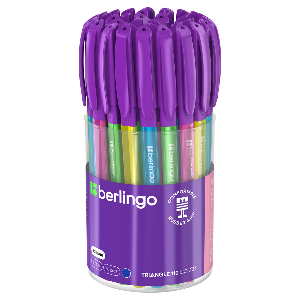 Ручка шариковая синяя Berlingo "Triangle 110 Color" 0,7мм. грипп /30/