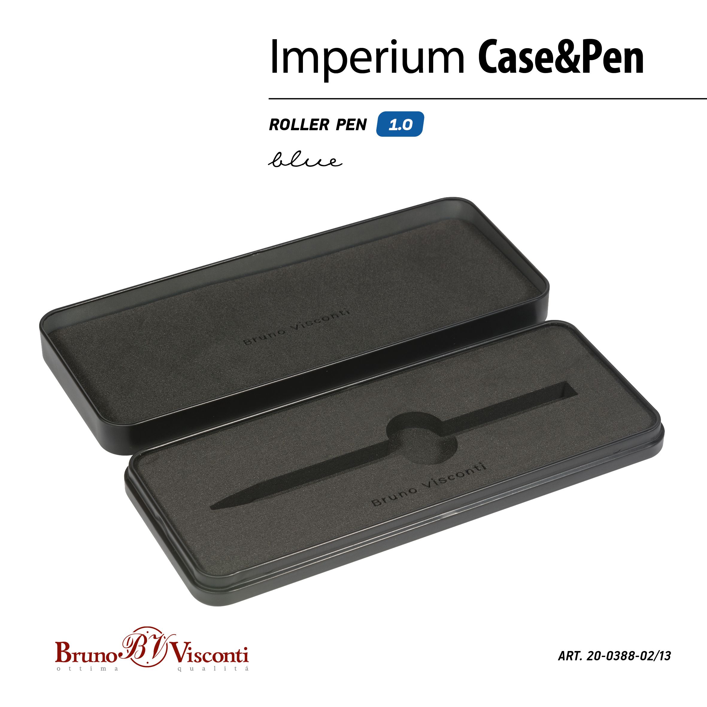 Ручка-роллер синяя Bruno Visconti "IMPERIUM", 0,7мм, белый корпус, подарочная упаковка /10/