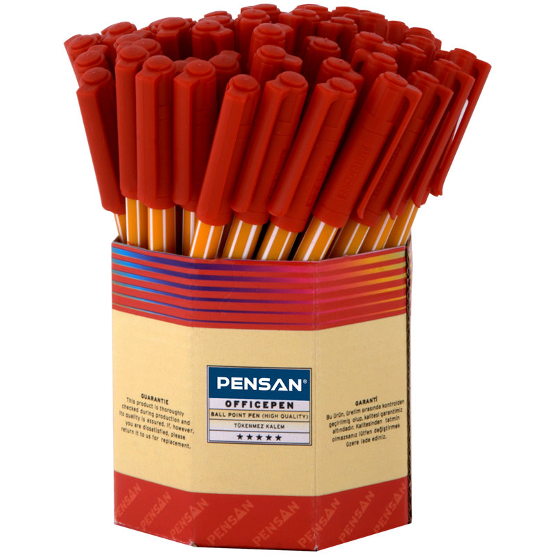 Ручка шариковая красная Pensan "OFFICE" /60/
