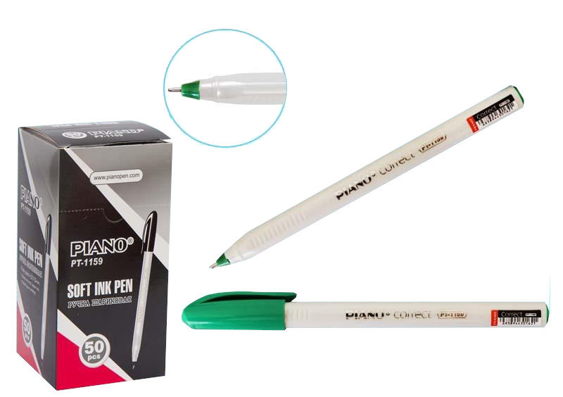 Ручка масляная зеленая Piano "Сorrect" /50/2000/