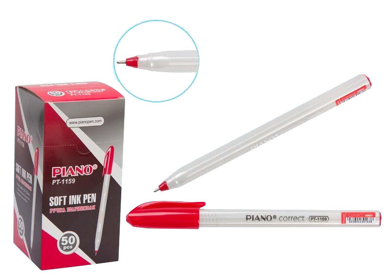 Ручка масляная красная Piano "Сorrect" /50/2000/