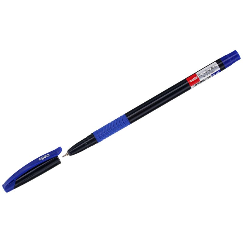 Ручка шариковая синяя Cello "Slimo Grip black body" 0,7мм/50/
