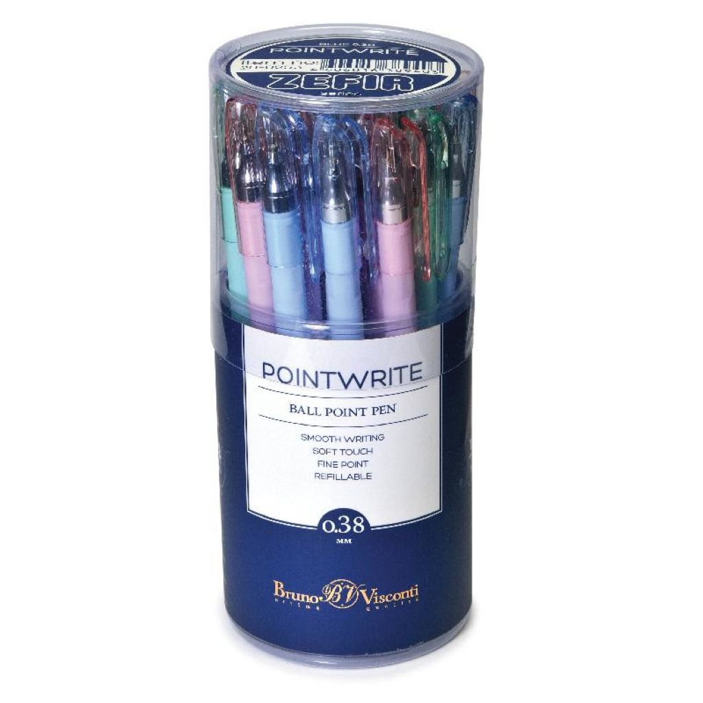 Ручка шариковая синяя "PointWrite Zefir" 0.38мм /24/