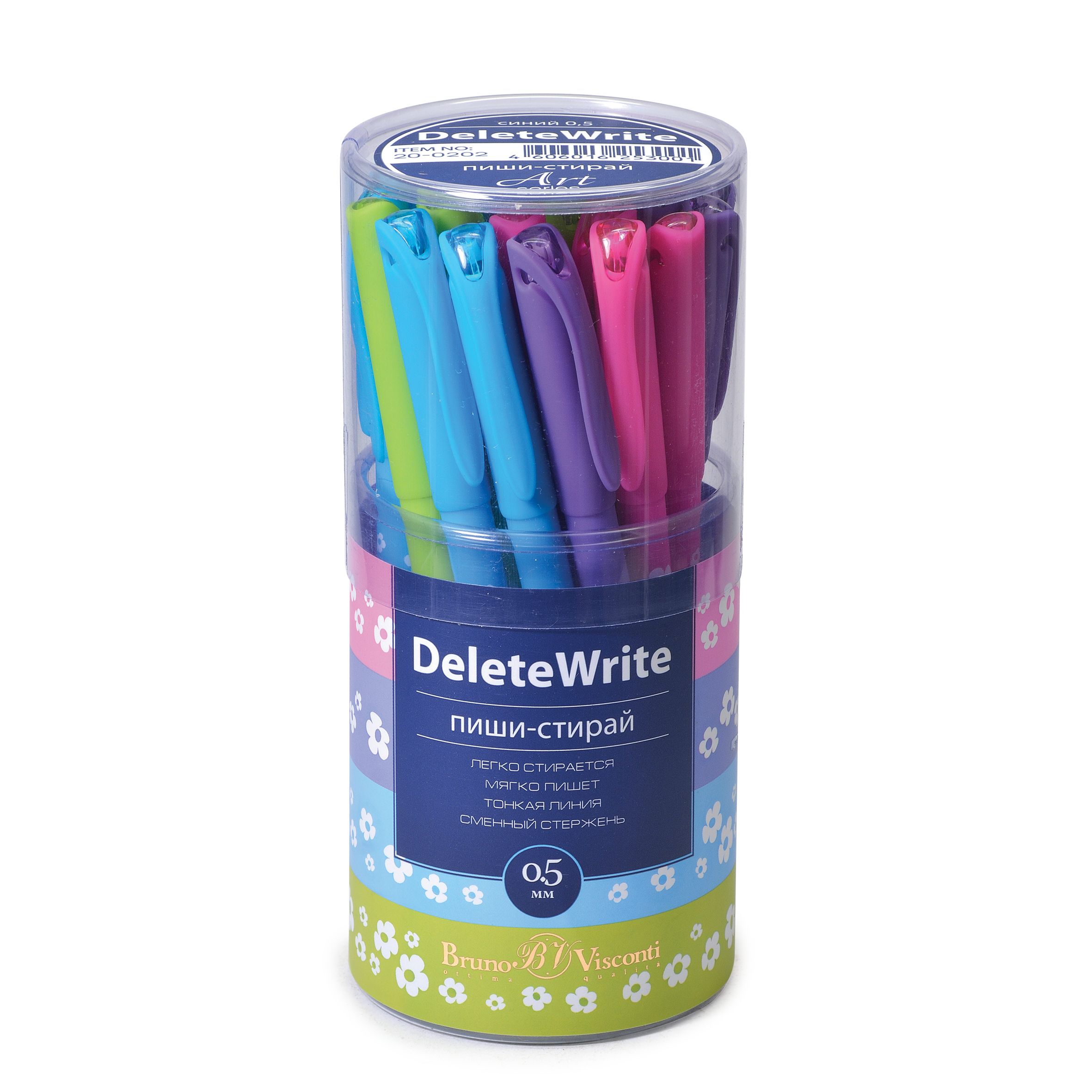 Ручка со стираемыми чернилами "DeleteWrite Art. Цветочки" синяя 0,5мм /24/