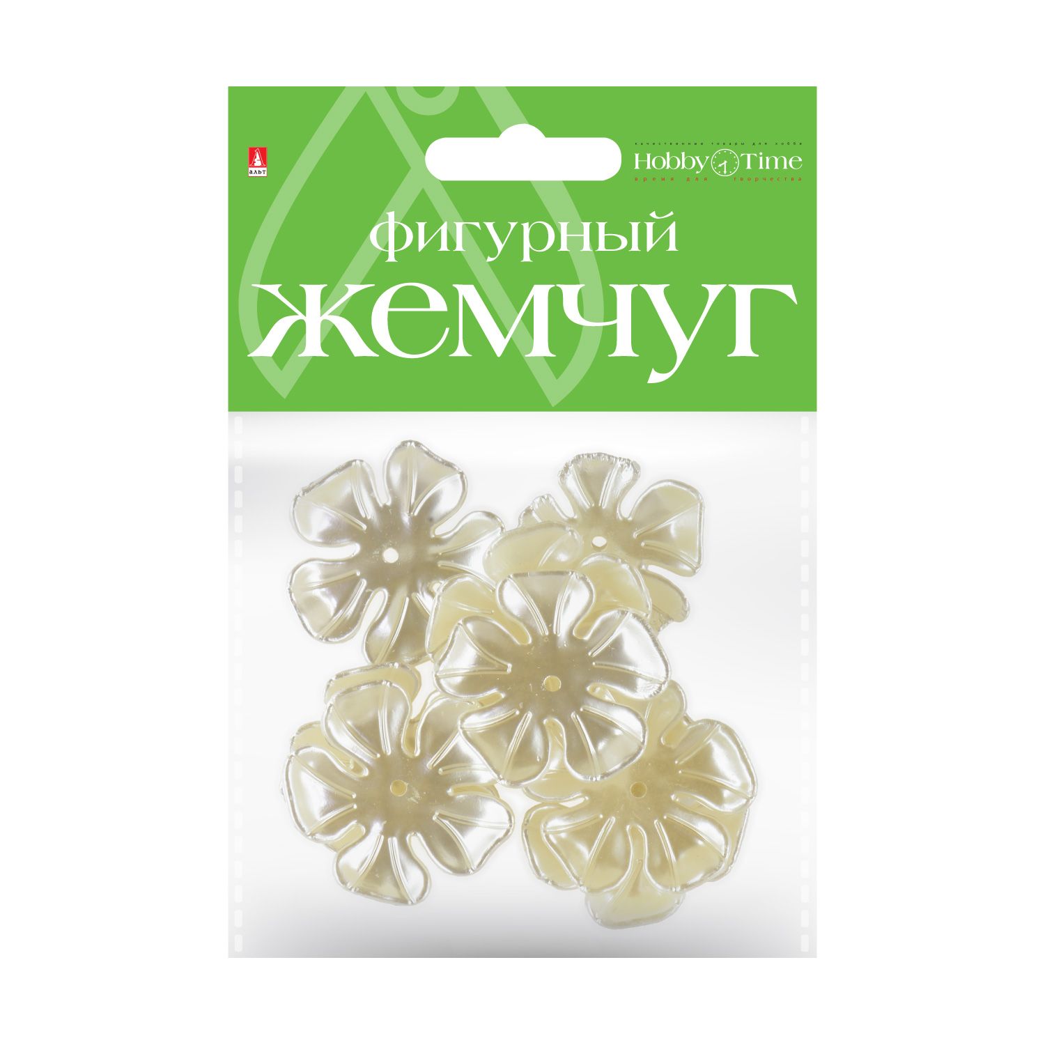 Бусины фигурные под жемчуг "Фиалки" 36мм. /10/