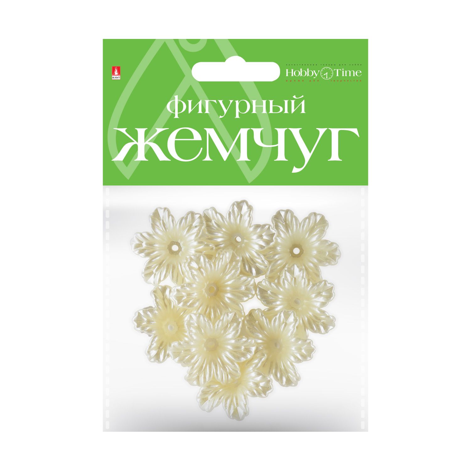 Бусины фигурные под жемчуг "Фиалки" 33мм. /10/