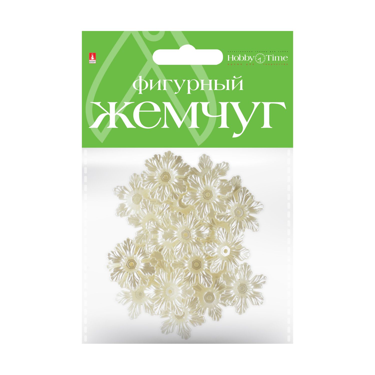 Бусины фигурные под жемчуг "Цветочки" 29мм. /10/