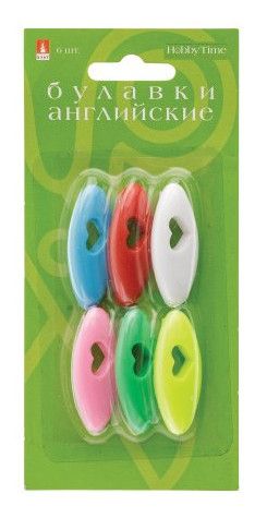Булавки английские цветные 6шт. /10/