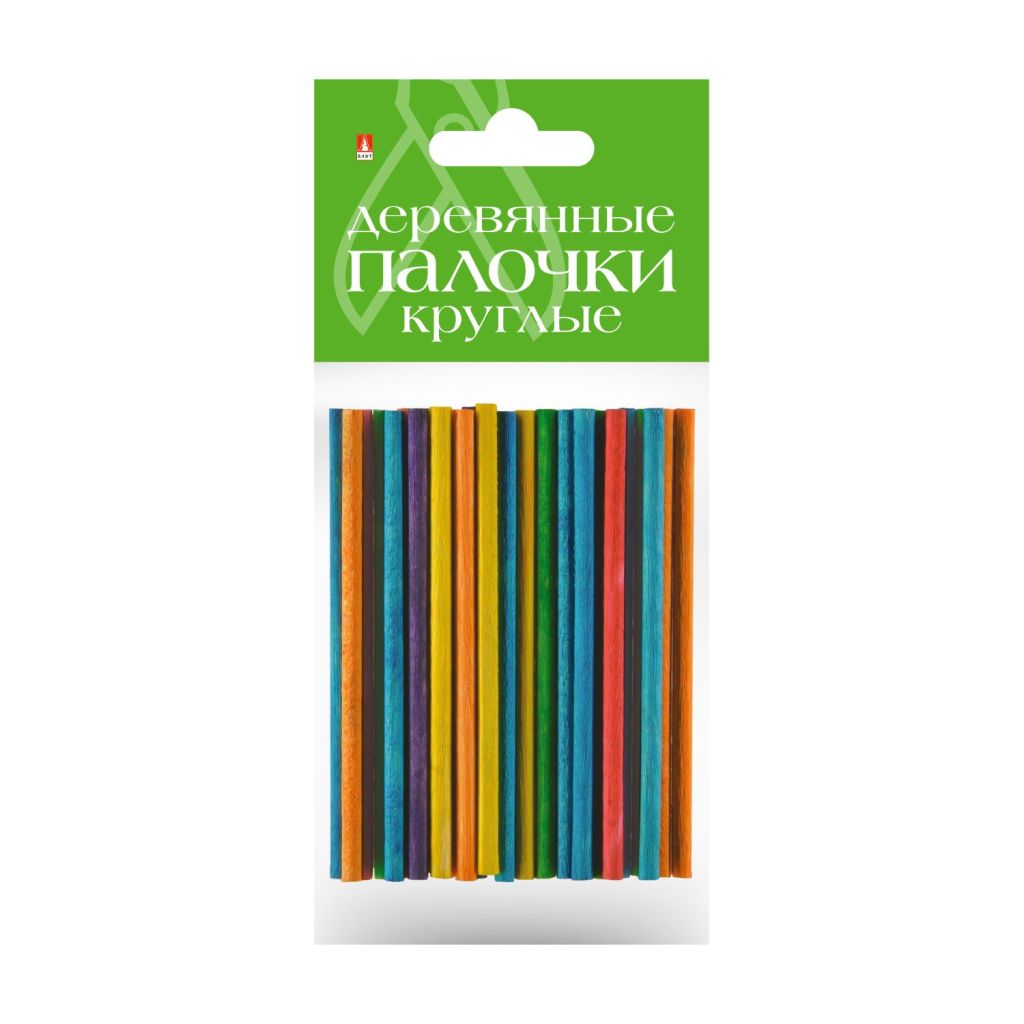 Заготовки из дерева "Палочки круглые" цветные в наборе 25шт. 7см/10/