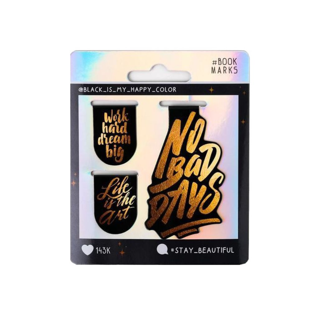 Закладки магнитные "No bad days" в наборе 3шт. /20/