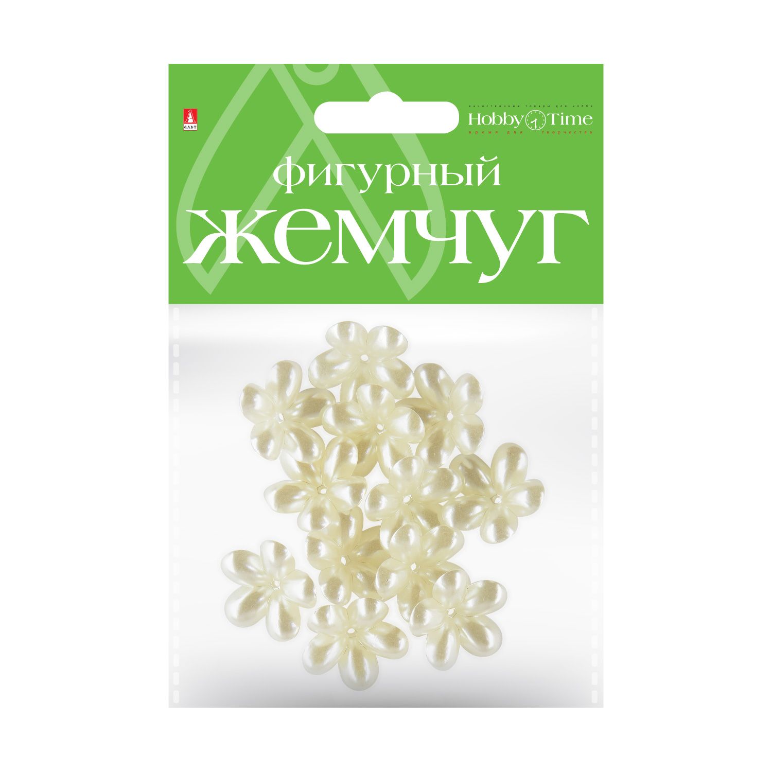 Бусины фигурные под жемчуг "Фиалки" 20мм. /10/