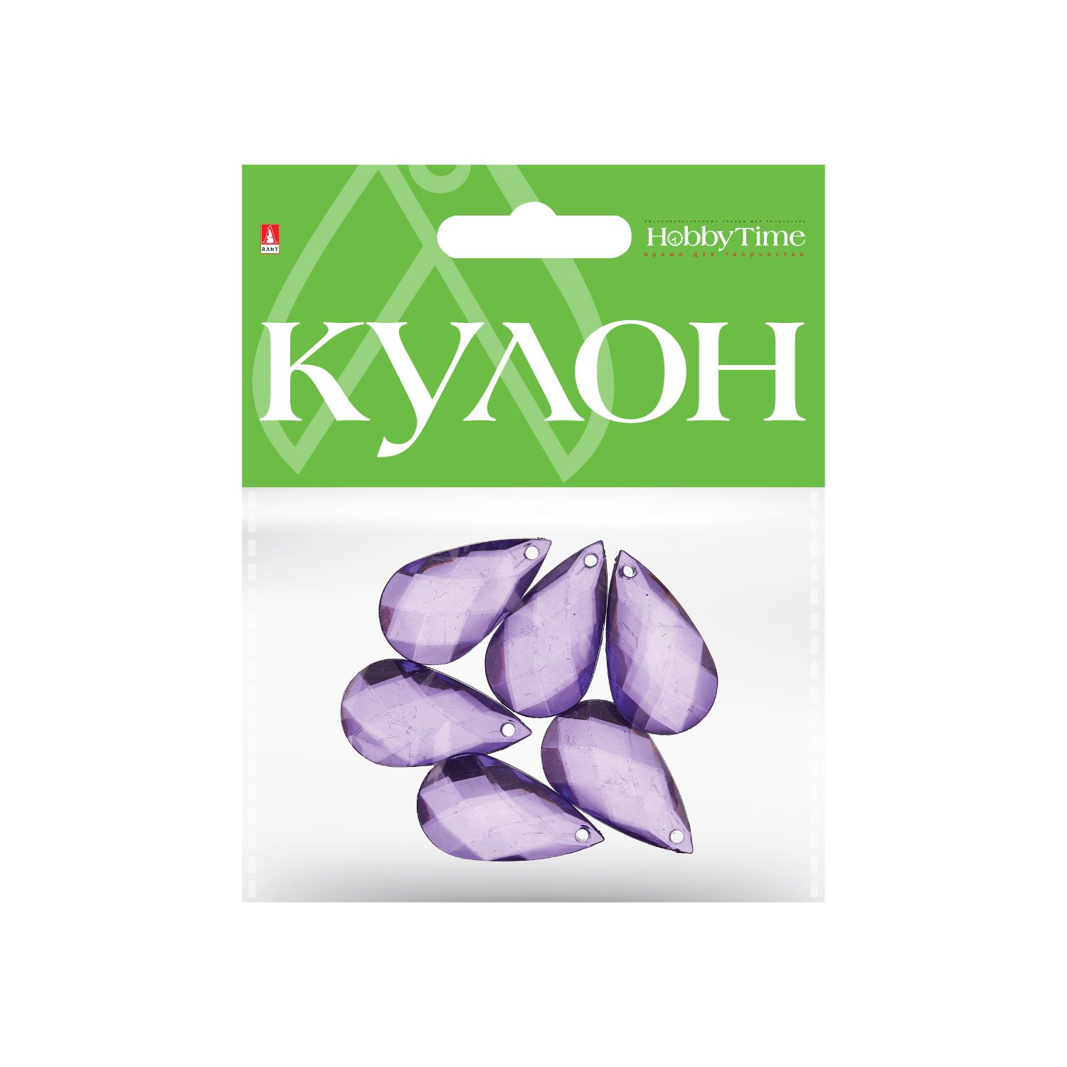 Кулон полупрозрачный "Капля" 5цв.