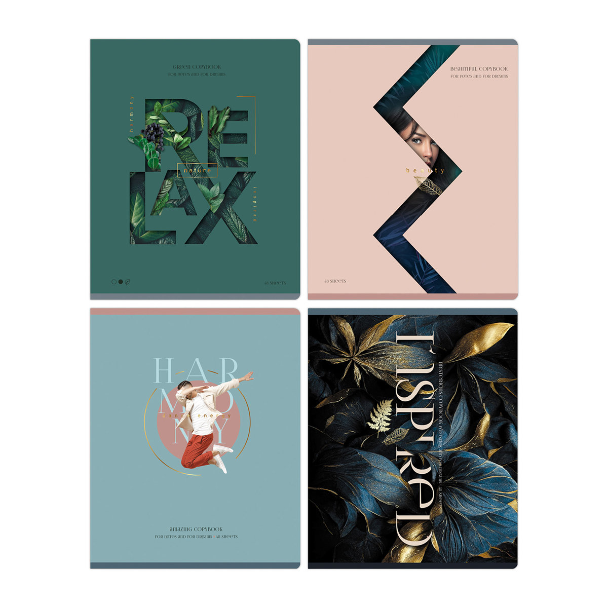 Тетрадь  48л. А5 клетка BG "Harmony" матовая ламинация,тиснение фольгой,с форзацем,70г/м2 /4/56/