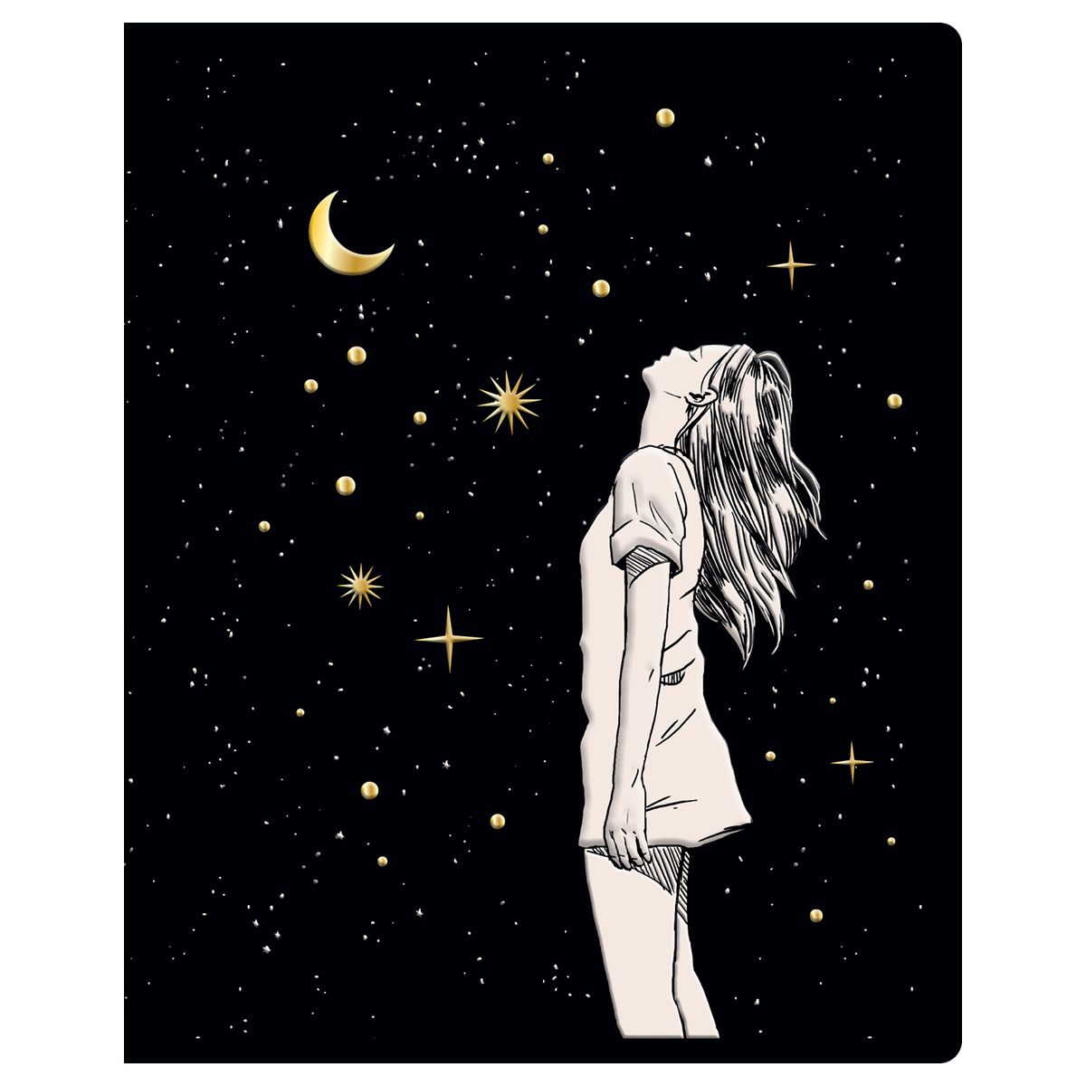 Тетрадь  48л. А5 клетка BG "Под звездами" конгрев, тиснение фольгой, с форзацем, 70г/м2 /4/56/