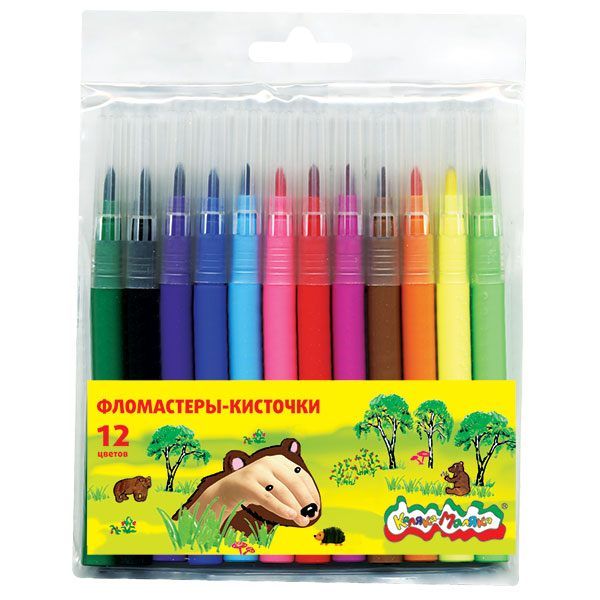 Фломастеры 12цв. "Каляка-маляка" кисточки /12/