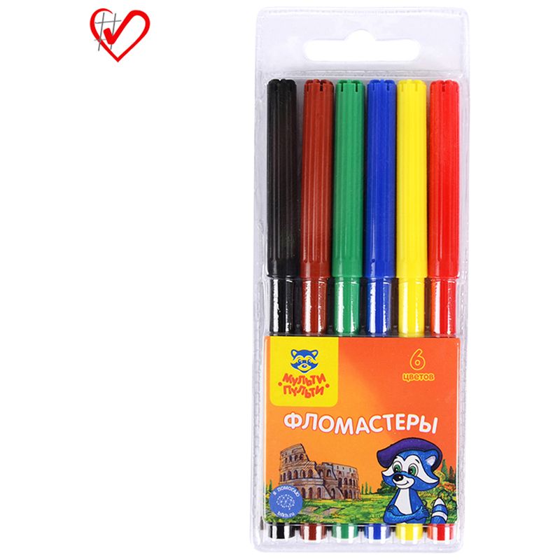 Фломастеры  6цв. "Енот в Италии" смываемые /24/