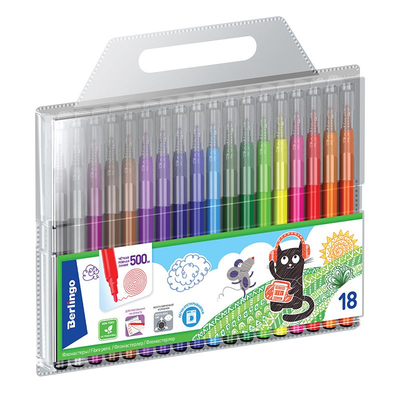 Фломастеры 18цв. Berlingo "Жил-был кот"/12/