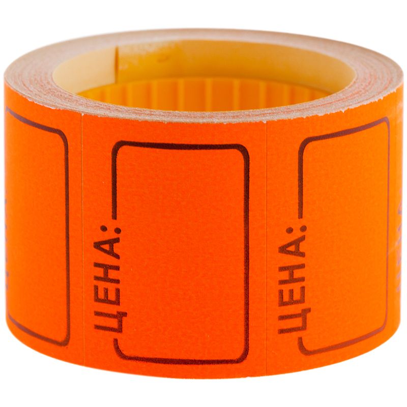 Ценник 25х35мм "OfficeSpace" 200шт. рулон оранжевый /5/100/