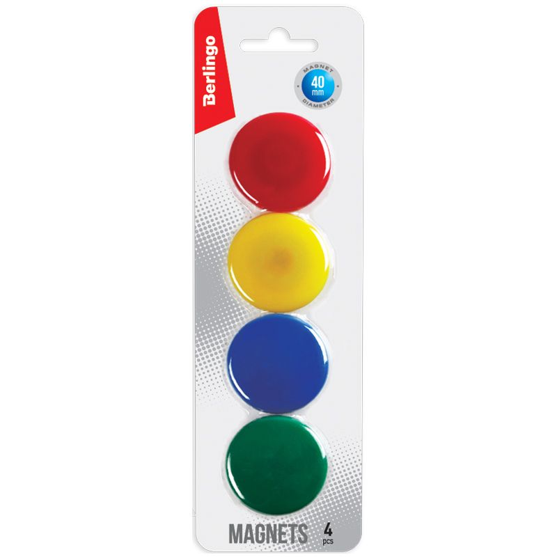 Магниты для доски 40мм "Berlingo" 4шт. ассорти /6/24/
